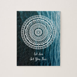 Quebra-cabeça White Mandala Deixe o mar te libertar