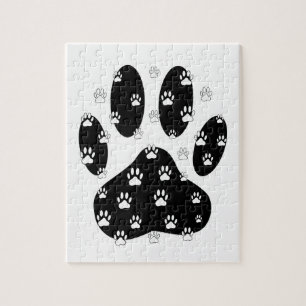 Quebra-cabeça White Paws Na Impressão Da Pata Preta