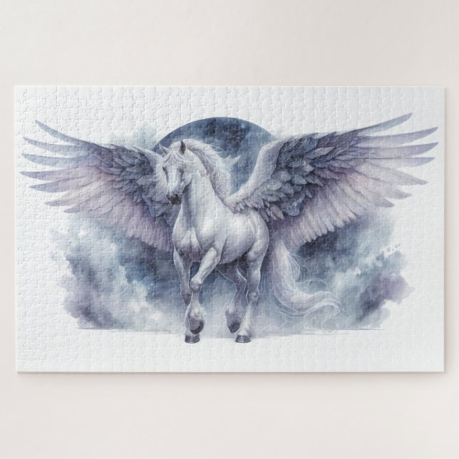Quebra-cabeça White Pegasus Moonlit Wings Celestial Dream (Horizontal)