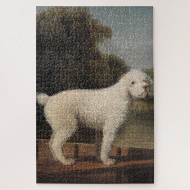 Quebra-cabeça White Poodle in a Punt (por George Stubbs) (Vertical)