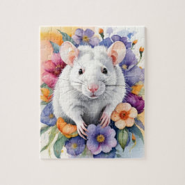 Quebra-cabeça White Rat Mouse Family Pet Portrait