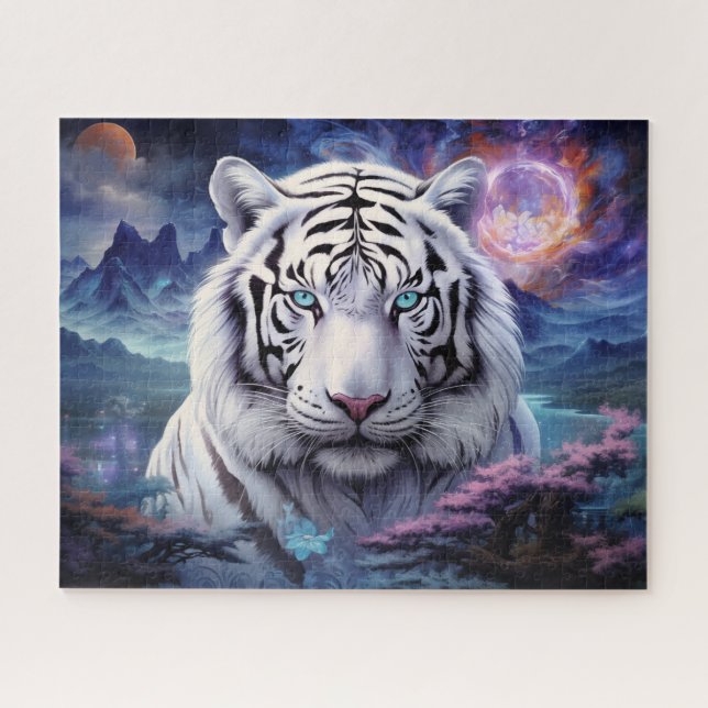 Quebra-cabeça White Tiger Surreal Fantasy Art (Horizontal)