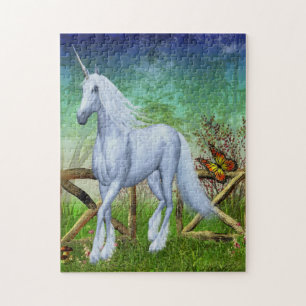 Quebra-cabeça White Unicorn Woodland Gate Fantasy Horart
