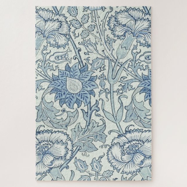 Quebra-cabeça William Morris Belo padrão floral, azul,rosa (Vertical)