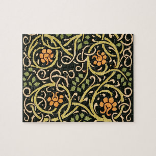 Quebra-cabeça William Morris Black Floral Art Impressão Design