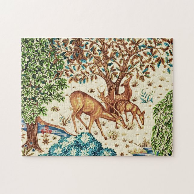 Quebra-cabeça William Morris Deer por uma Beige da Tapeçaria Bro (Horizontal)