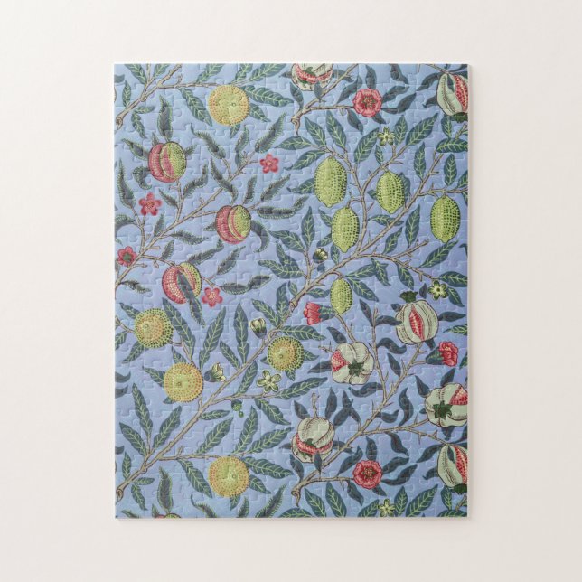 Quebra-cabeça William Morris Fruta Pomegranate Blue Ornament (Vertical)
