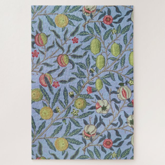 Quebra-cabeça William Morris Fruta Pomegranate Blue Ornament (Vertical)