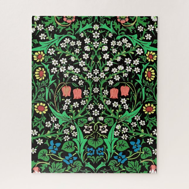 Quebra-cabeça William Morris Jacobean Floral, Fundo Negro (Vertical)