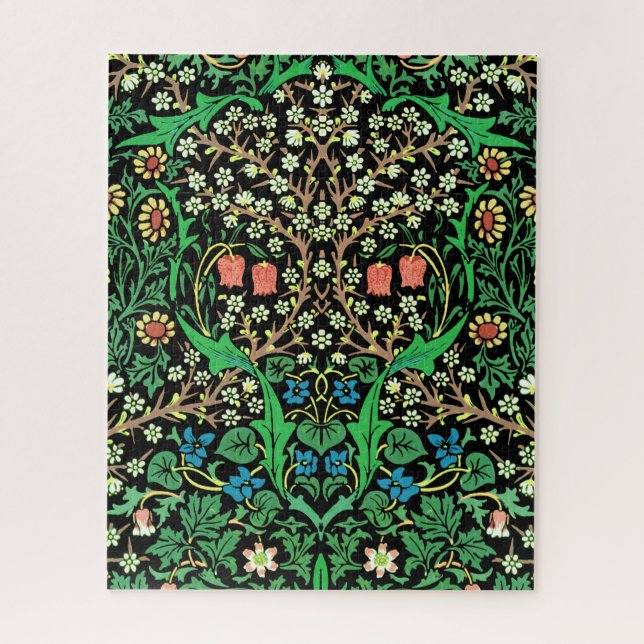 Quebra-cabeça William Morris Jacobean Floral, Fundo Negro (Vertical)