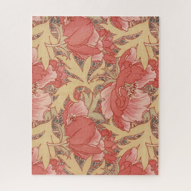 Quebra-cabeça William Morris Poppies Floral Art Nouveau Pattern (Vertical)