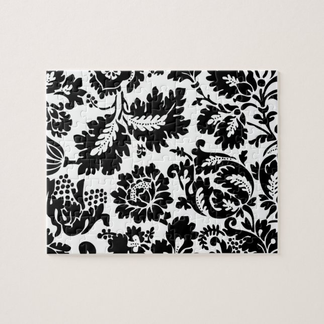 Quebra-cabeça William Morris Venetian Black White Floral (Horizontal)