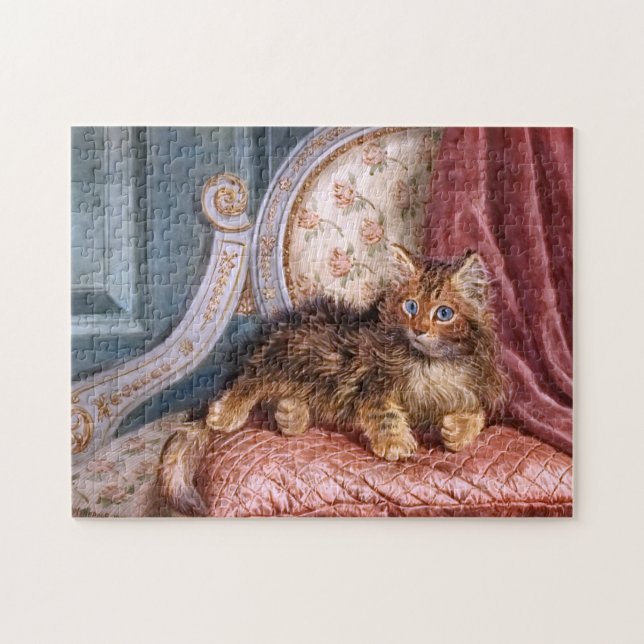 Quebra-cabeça Wilson Hepple: Gatinho de Brown em uma poltrona (Horizontal)