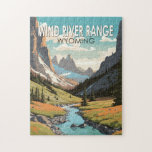 Quebra-cabeça Wind River Range Wyoming Viagem Art Vintage<br><div class="desc">Vind River Range em um estilo de arte vetorial. A Cordilheira do Vento é uma cordilheira das Montanhas Rochosas no oeste de Wyoming,  nos Estados Unidos.</div>