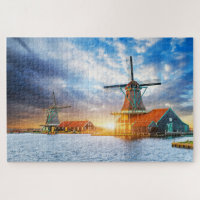 Windmills Neerlandeses Cloudy Sunset Rotterdam Hol