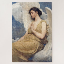 Quebra-cabeça Winged angel figure sleeping dreaming on clouds