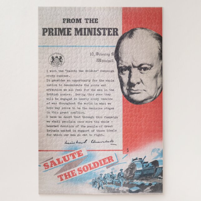 Quebra-cabeça Winston Churchill, reprodução do poster WW2 (Vertical)