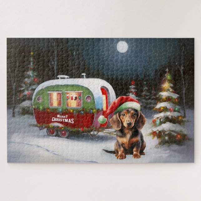 Quebra-cabeça Winter Dachshund Caravan Christmas Adventure (Horizontal)