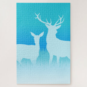 Quebra-cabeça Winter Reindeer Silhouette