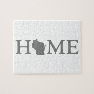 Quebra-cabeça Wisconsin Home State - Letra Cinza Word Art