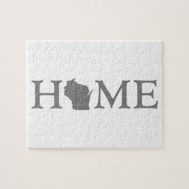 Quebra-cabeça Wisconsin Home State Shaple Letter Cinza Word Art