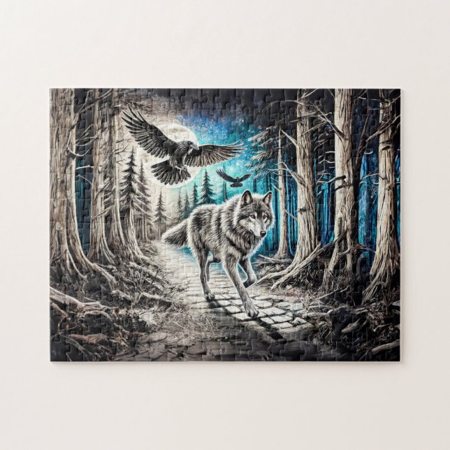 Quebra-cabeça Wolf e Raven em Lua (Horizontal)