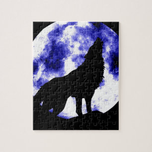 Quebra-cabeça Wolf Howling na Lua