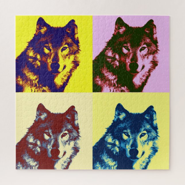 Quebra-cabeça Wolf Pop Art - Arte de Animais Selvagens (Vertical)