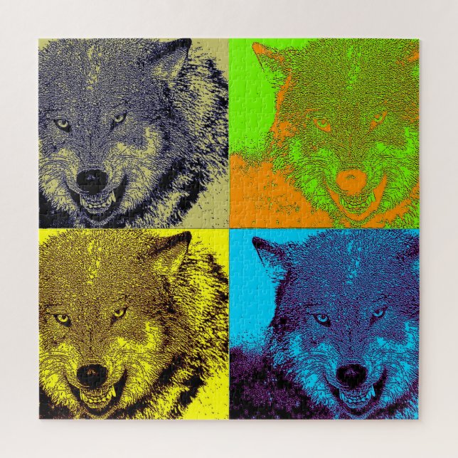 Quebra-cabeça Wolf Pop Art - Arte sobre Animais Selvagens (Vertical)