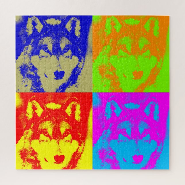 Quebra-cabeça Wolf Pop Art - Arte sobre Animais Selvagens (Vertical)