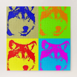 Quebra-cabeça Wolf Pop Art - Arte sobre Animais Selvagens