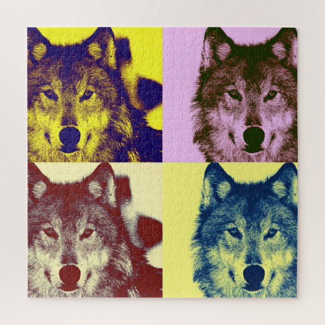 Quebra-cabeça Wolf Pop Art - Arte sobre Animais Selvagens (Vertical)