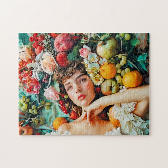 Quebra-cabeça Woman surrounded by fruits and blossoms (Horizontal)