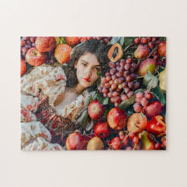 Quebra-cabeça Woman with apples and grapes