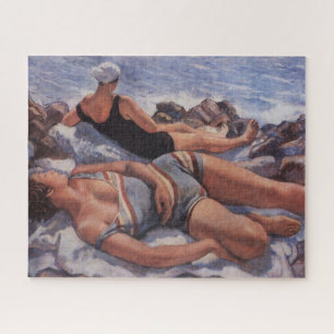 Quebra-cabeça Women Sunbelt on the Beach (por Serebriakova)
