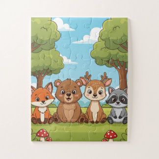 Quebra-cabeça Woodland Animals Kids Puzzle | Cute Fox Bear Deer 