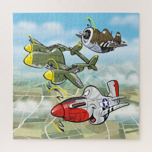 Quebra-cabeça WW2 fighter planes P-51, P-47, P-47caricatures