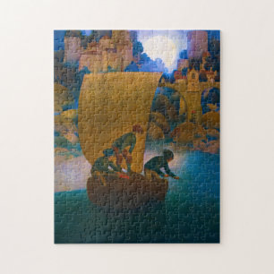 Quebra-cabeça Wynken, Blynken e Nod, 1905, por Maxfield Parrish