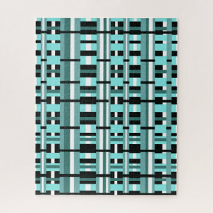 Quebra-cabeça Xadrez em Aqua, Teal, Preto e Branco