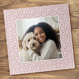 Quebra-cabeça XOXO Abraços e Beijos Foto Personalizada Rosa Mode
