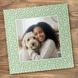 Quebra-cabeça XOXO Abraços e Beijos Foto Personalizada Verde Mod