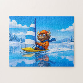 Quebra-cabeça Yak Ice Sailing on a Frozen Winter Lake