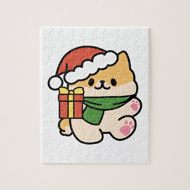 Quebra-cabeça Yappy Howlidays - Bela Cartoon de Cão de Natal (Vertical)