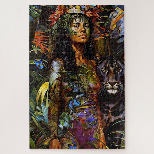 Quebra-cabeça "Yaraquim" Jaguar Blossom - Mulheres Na Amazônia (Vertical)