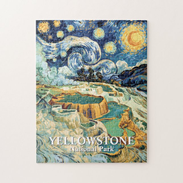 Quebra-cabeça Yellowstone Mammoth Hot Springs Van Gogh Vibrant (Vertical)