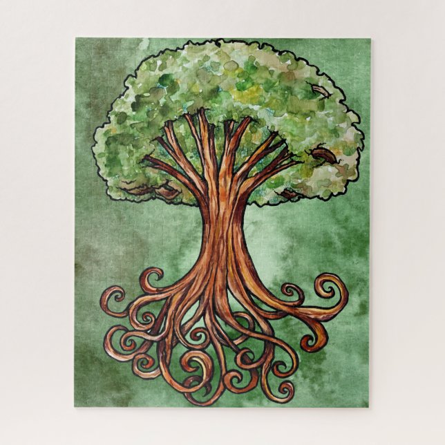 Quebra-cabeça Yggdrasil Árvore Norse Mythology Watercolor (Vertical)