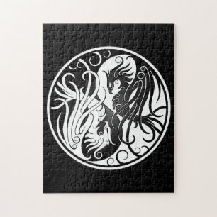 Quebra-cabeça Yin branco e preto Yang Phoenix