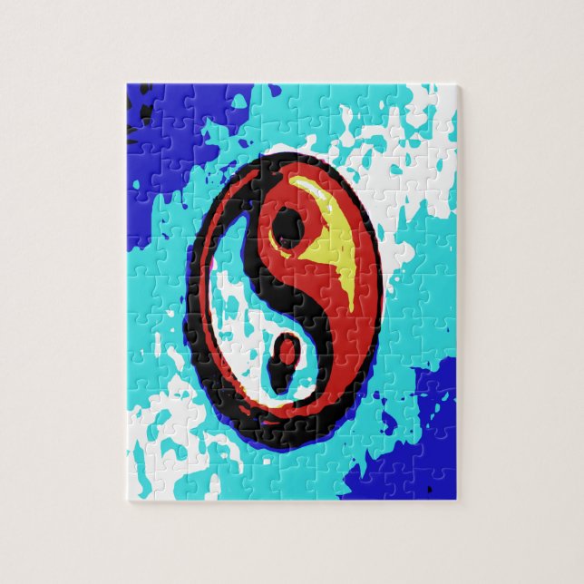 Quebra-cabeça Yin Yang - Sinal Vermelho e Azul Artístico (Vertical)