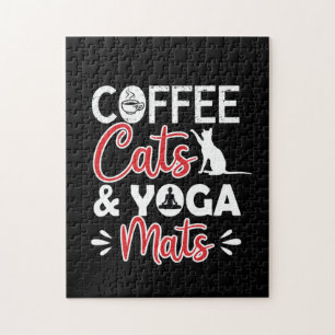 Quebra-cabeça Yoga Lover Café Gato E Yoga Mats