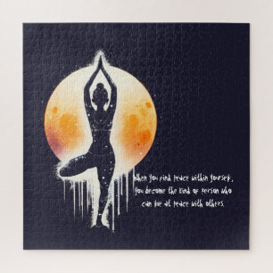 Quebra-cabeça Yoga Meditation Instrutor Tree Pose Full Moon